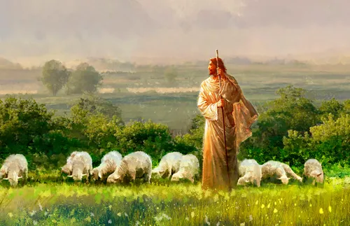 The shepherd with the sheep