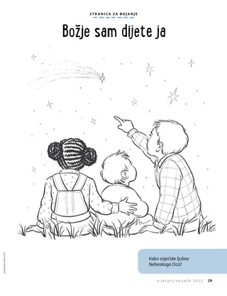 coloring page of children watching shooting stars