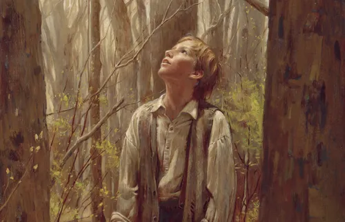 Joseph Smith kneeling in the Sacred Grove