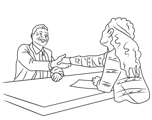 illustration of man and woman shaking hands