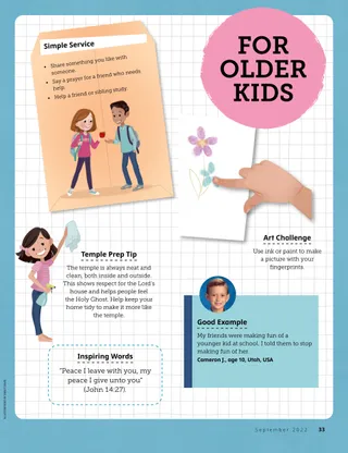 Page from the September 2022 Friend Magazine.