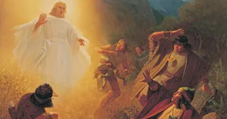 en engel viser sig for Alma den Yngre og Mosijas sønner