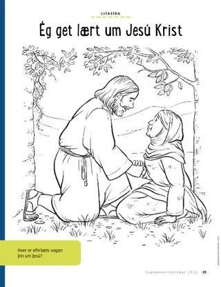 coloring page of Jesus helping a woman