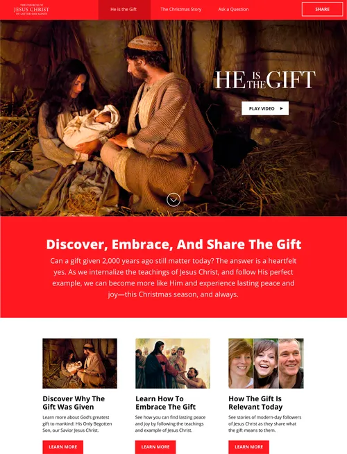 screen shot of christmas website