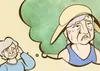 old woman thinking about sweating