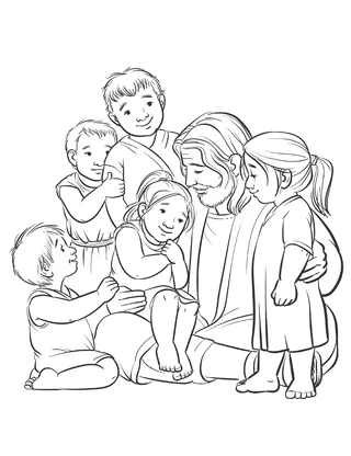 coloring page of Jesus teaching children