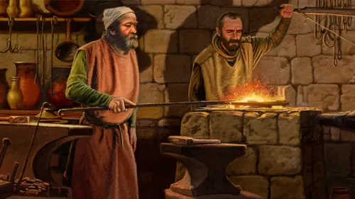illustration of two men refining silver