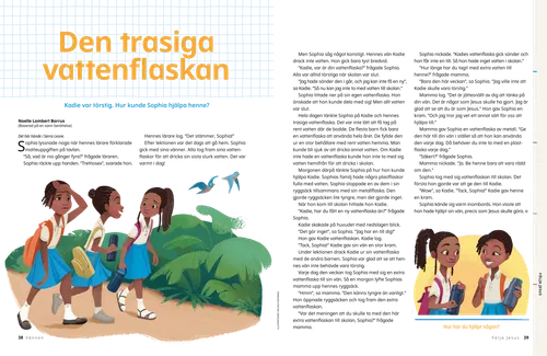 Färgläggnings-pdf med illustrationer av barn som gör saker för att fortsätta längs evangeliets stig.