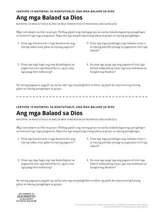 Handout sa mga Balaod sa Dios
