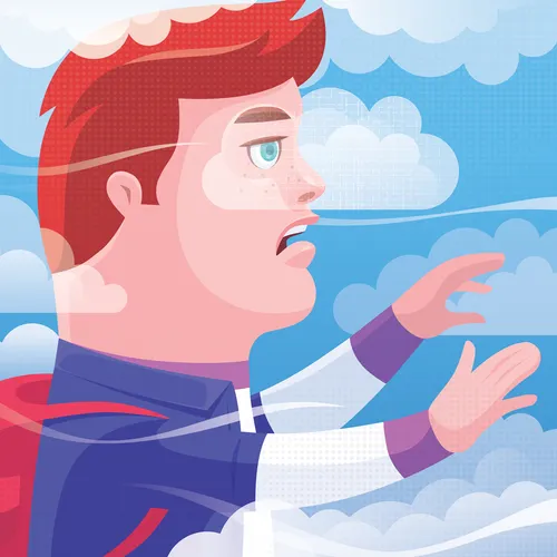 young man groping through mists