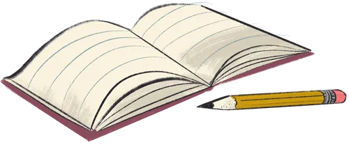 A notebook and pencil