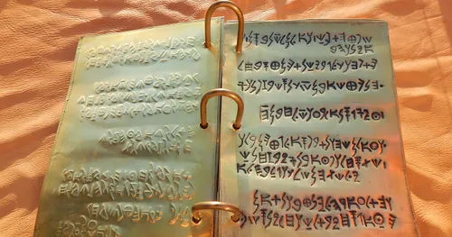 duha ka bulawang mga palid nga nagpakita og mga sinulat