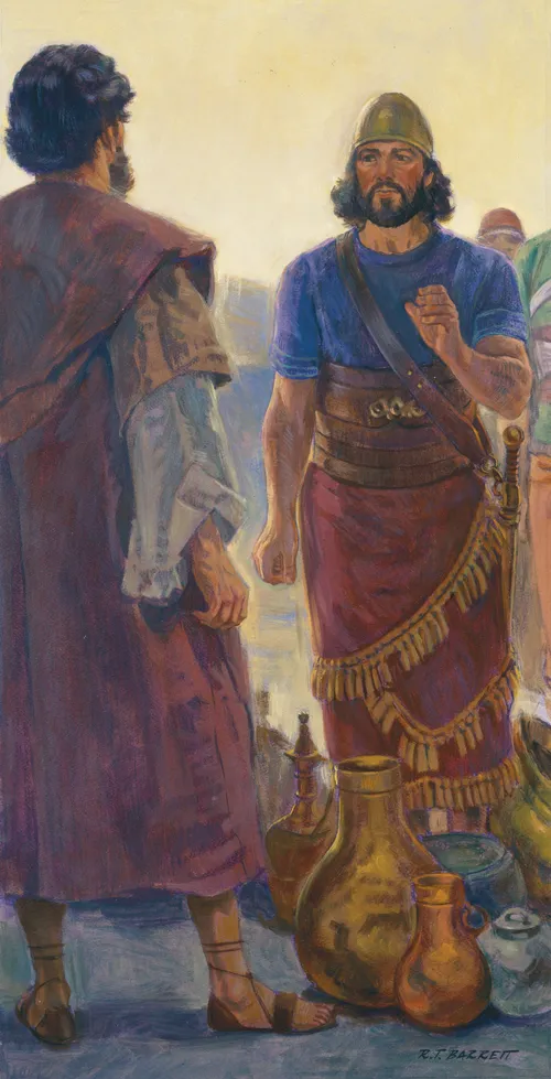 Naaman talking with Elisha