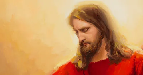 Jesus in red clothes