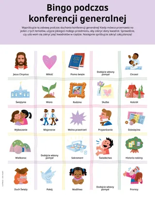 Strona PDF z siatką ilustrowanych ikon