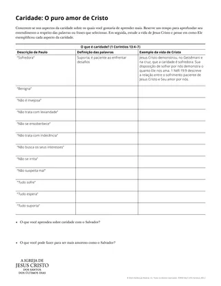 Material complementar Caridade: O puro amor de Cristo