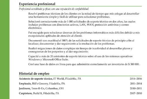 buen ejemplo de currículum