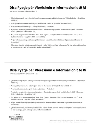 Evaluation questions for new information.