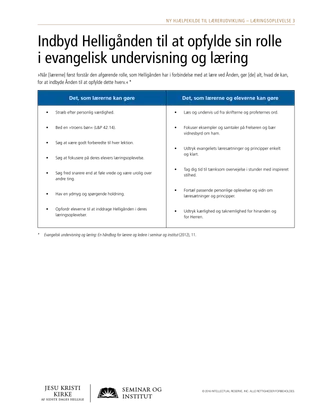 uddelingsark, Indbyd Helligånden til at opfylde sin rolle i evangelisk undervisning og læring