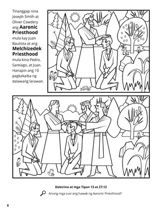 Restoration of the Aaronic and Melchizedek Priesthoods coloring page
