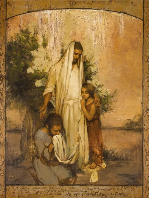Jesus with girl and man