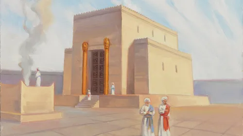 priests outside the temple of Zerubbabel