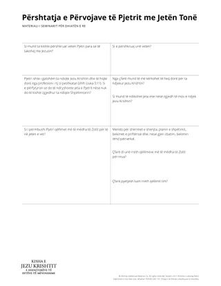 Handout on Likening Peter’s Experience