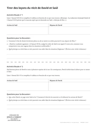 Document à distribuer « Tirer des leçons du récit de David et Saül »
