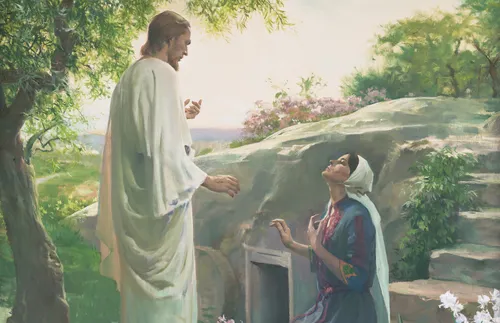 The resurrected Jesus Christ appearing to Mary Magdalene at the empty tomb