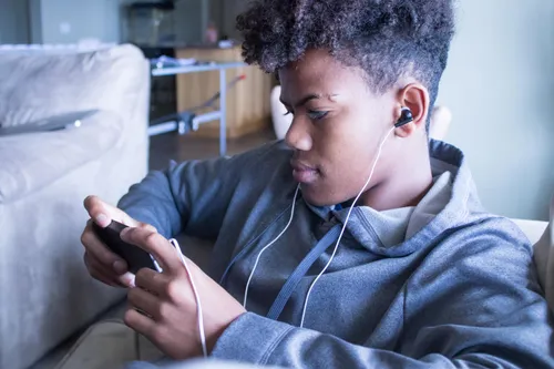 boy wearing headphones