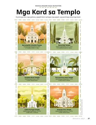 cut-out cards of temples