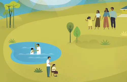 image showing a family, baptism, and confirmation