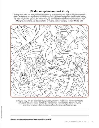 coloring page of Jesus calming the storm
