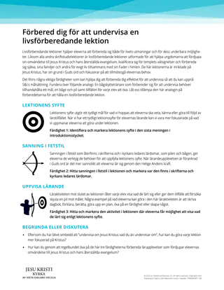 Förbered dig för att undervisa en livsförberedande lektion