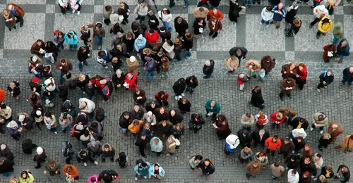 crowd viewed from above