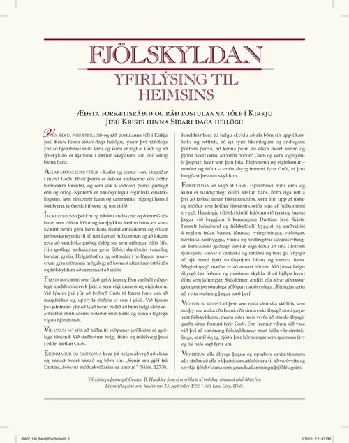 „Hinn lifandi Kristur“ og yfirlýsingin um fjölskylduna