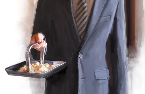 young man passing the sacrament tray