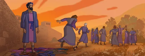 Saul watching the death of Stephen.