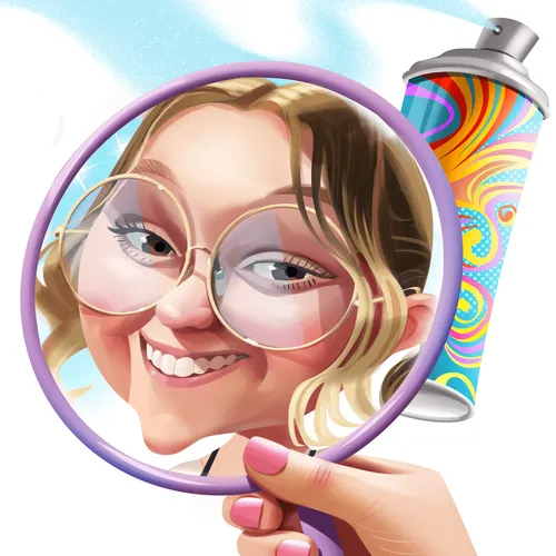 young woman looking in mirror