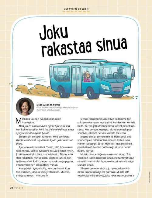 PDF-sivu, jossa on kuva linja-autossa istuvasta naisesta