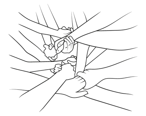 illustration of group holding hands