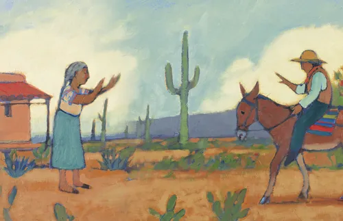 woman greeting visitor