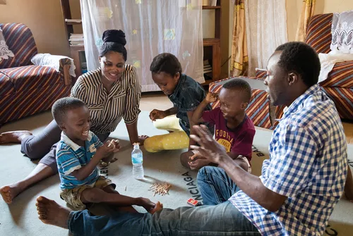 family playing together