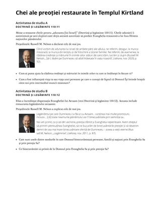 Chei ale preoției restaurate în Templul Kirtland