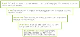 Exemplu: obiective pe trei ani