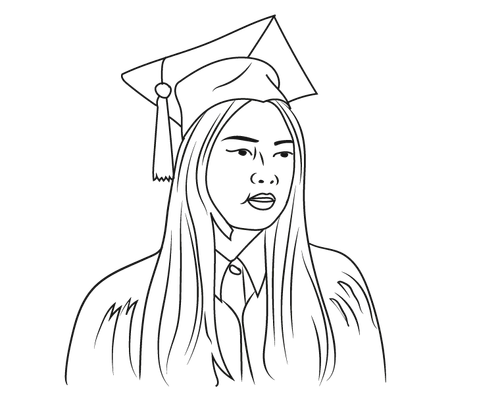 illustration of woman in graduation cap