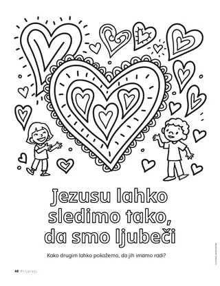 Pobarvanka z otrokoma in velikimi srci