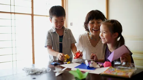 a woman with children