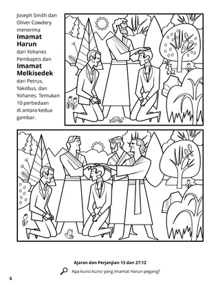 Restoration of the Aaronic and Melchizedek Priesthoods coloring page
