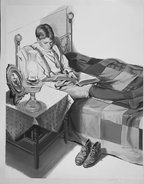 young President Kimball reading bible